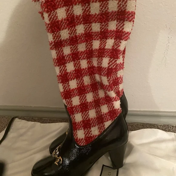 Tall Gucci black red and white Zumi boots - Picture 3 of 4